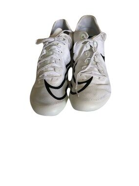 Nike White Running Spikes with Black Swoosh